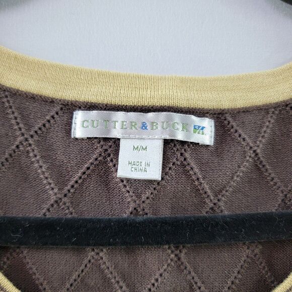 Cutter & Buck Brown Sweater Vest Sleeveless Scoop Neck Harlequin Pattern Size M - Picture 3 of 7